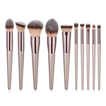 Load image into Gallery viewer, Full 10 set Champagne Makeup Brushes